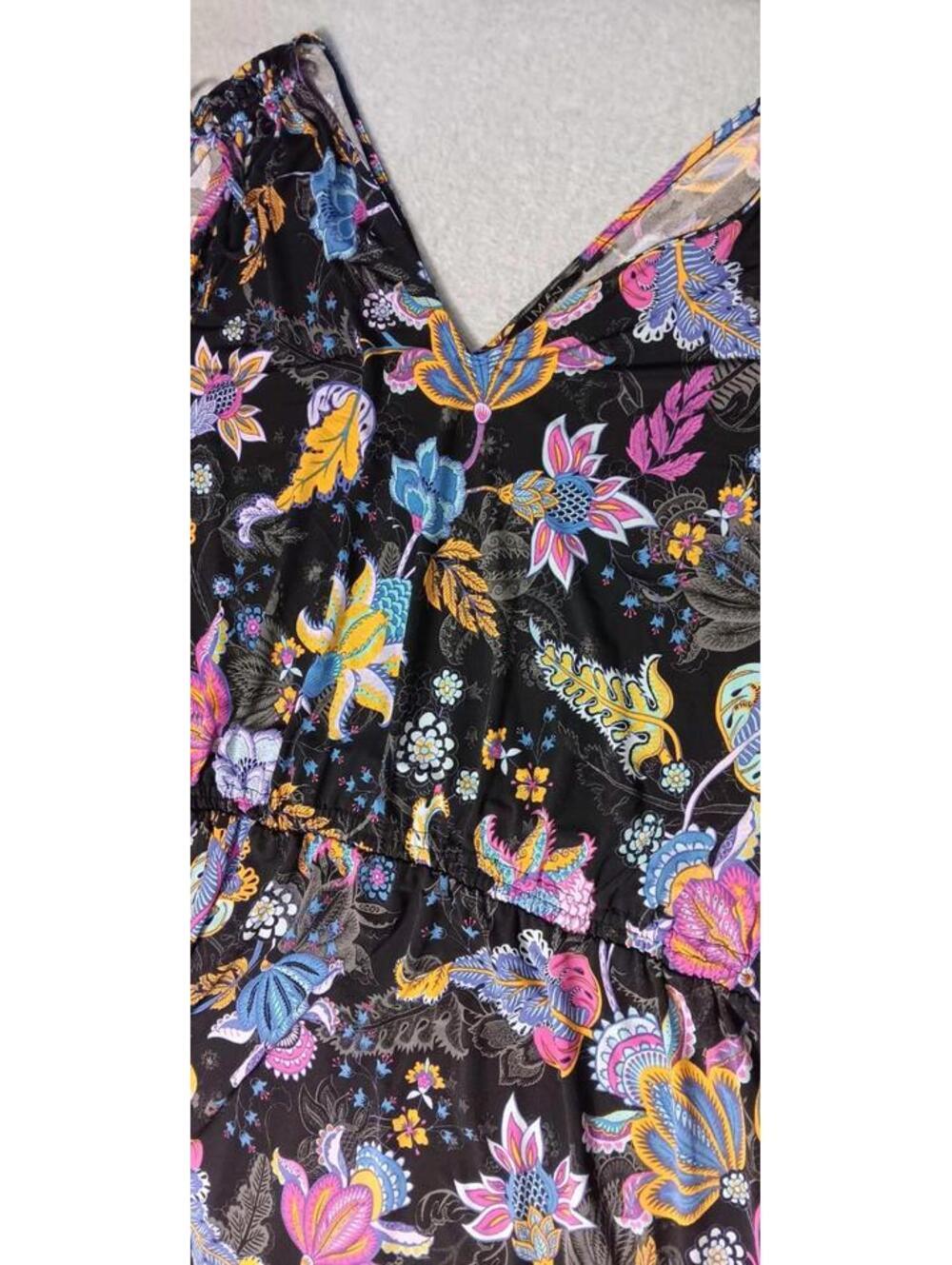 Iman Sleeveless Maxi Dress Womens Size 5XT Black And Bright Floral Vneck... - Picture 3 of 12